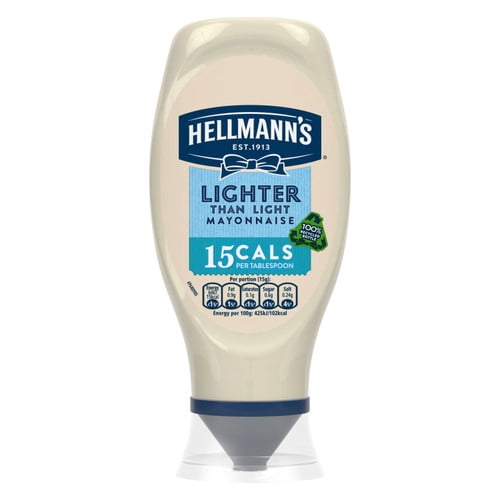 Hellmann's Lighter than Light Squeezy Mayonnaise 430g, British Import (Pack of 2)