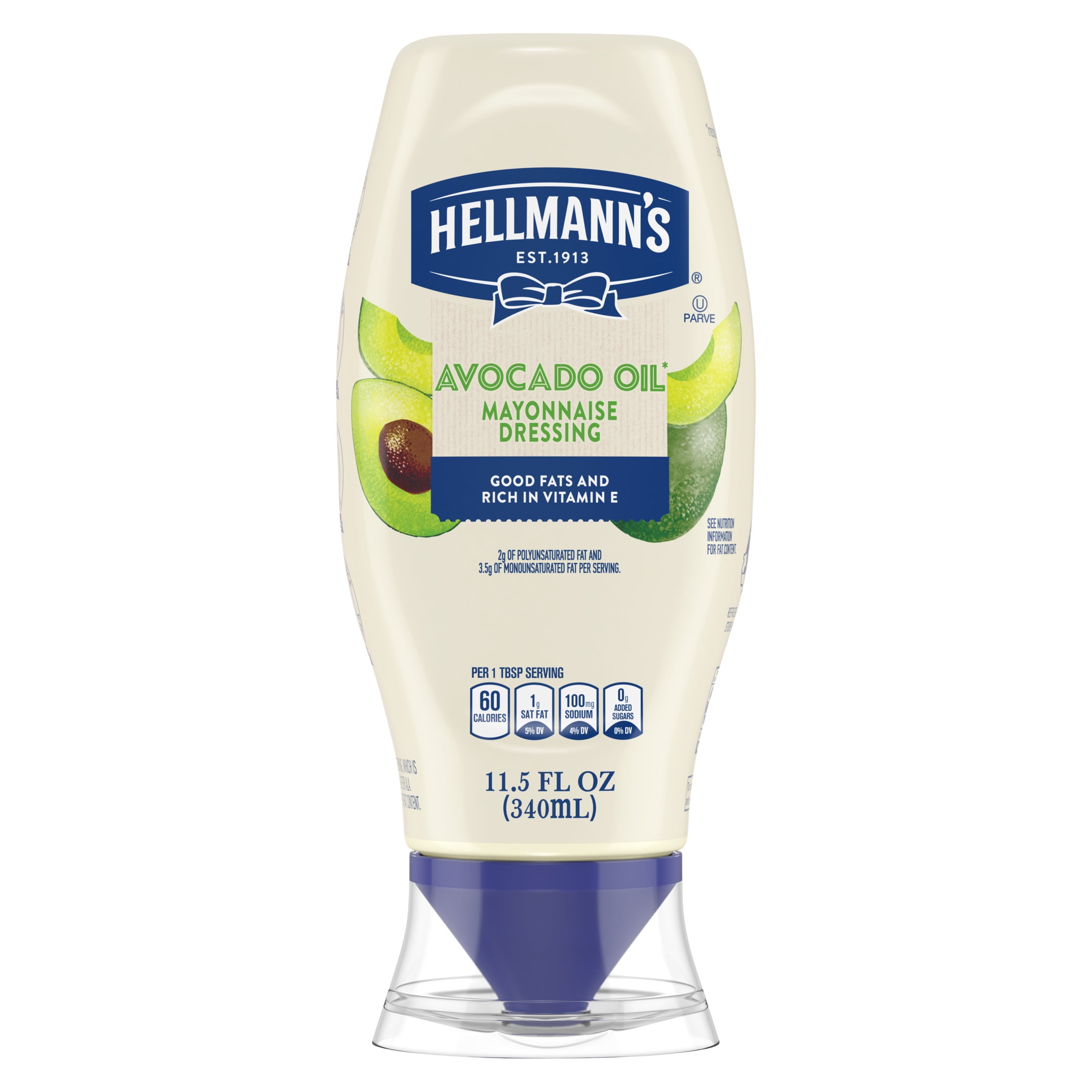 Hellmann's Mayonnaise Dressing Quality Ingredients Avocado Oil with Good Fats, Rich in Vitamin E 11.5 Fl Oz