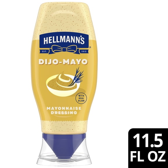 Hellmann's Dijo-Mayo Smooth & Savory Mayonnaise Drss for Fries, Burgers, Potato Salads, Sandwiches, Mayonnaise Dressing with Real Dijon, 11.5 fl oz