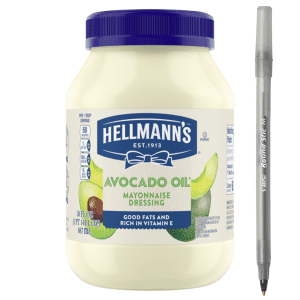 Hellmann's Mayonnaise Dressing Avocado Oil with pen