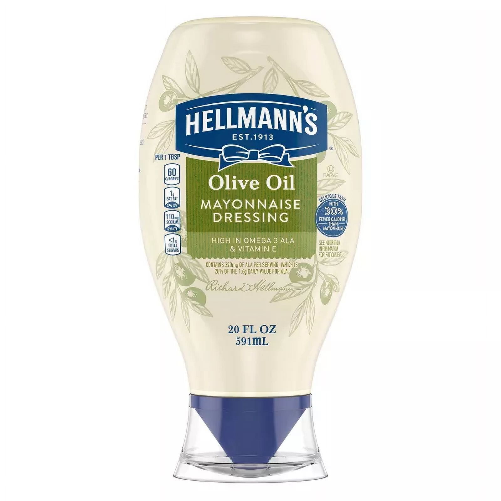 Hellmann's Mayonnaise Dressing with Olive Oil Squeeze 20 fl oz (Pack of 4)