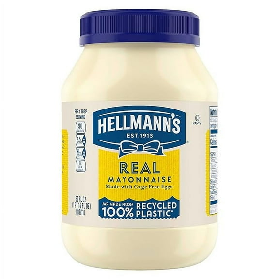 Hellmann's Mayonnaise Real Mayo 1 ct For A Creamy Sandwich Spread or Condiment Rich in Omega-3 ALA, Gluten Free 30 oz