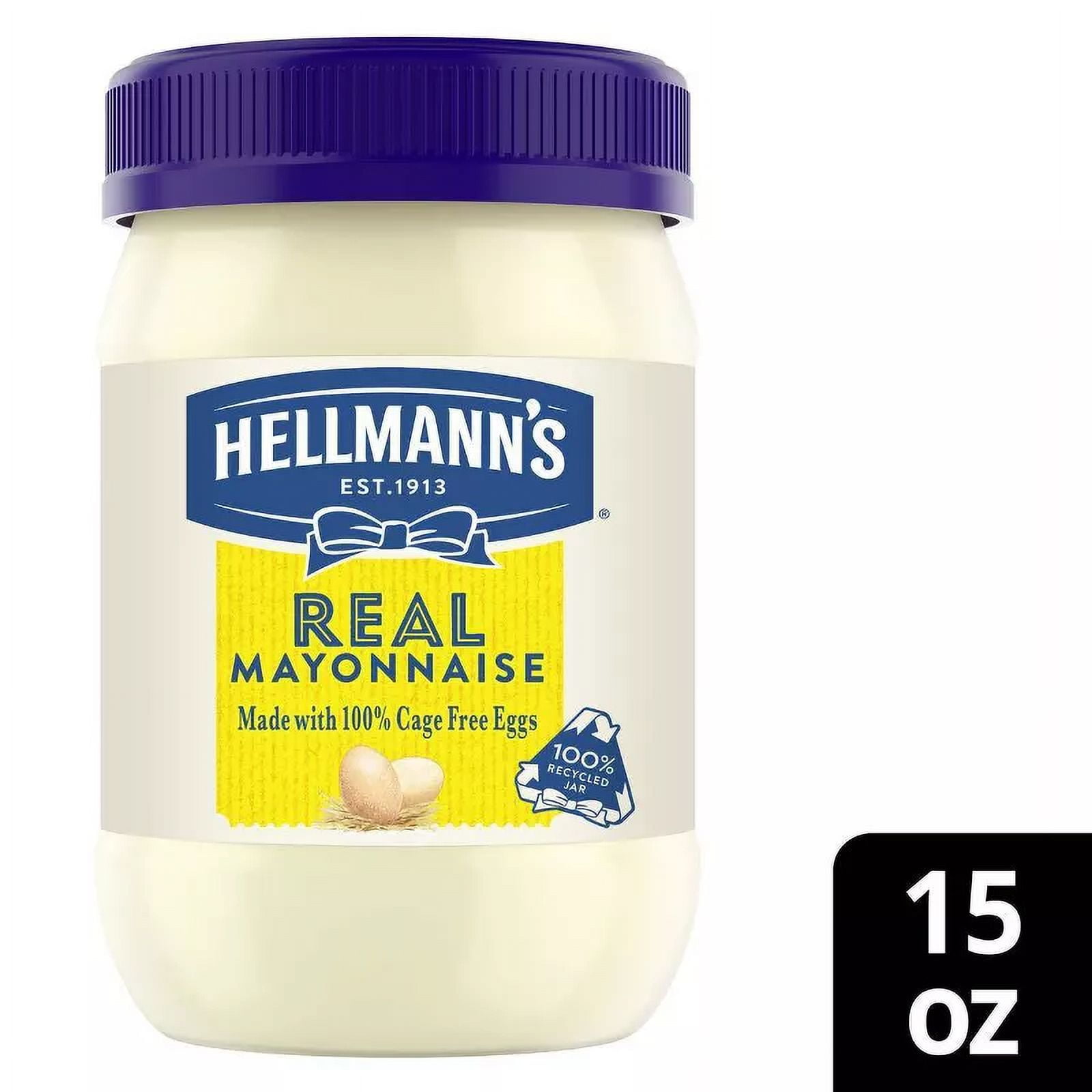 Hellmann's Mayonnaise for Delicious Sandwiches Real Mayo Rich in Omega 3-ALA 15oz (Pack of 4)