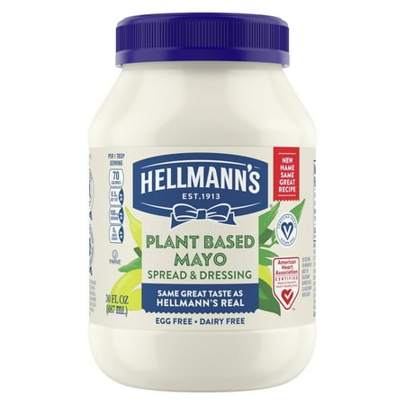 Hellmann's Plant Based Mayonnaise Spread & Dressing Condiments, 30 fl oz Jar