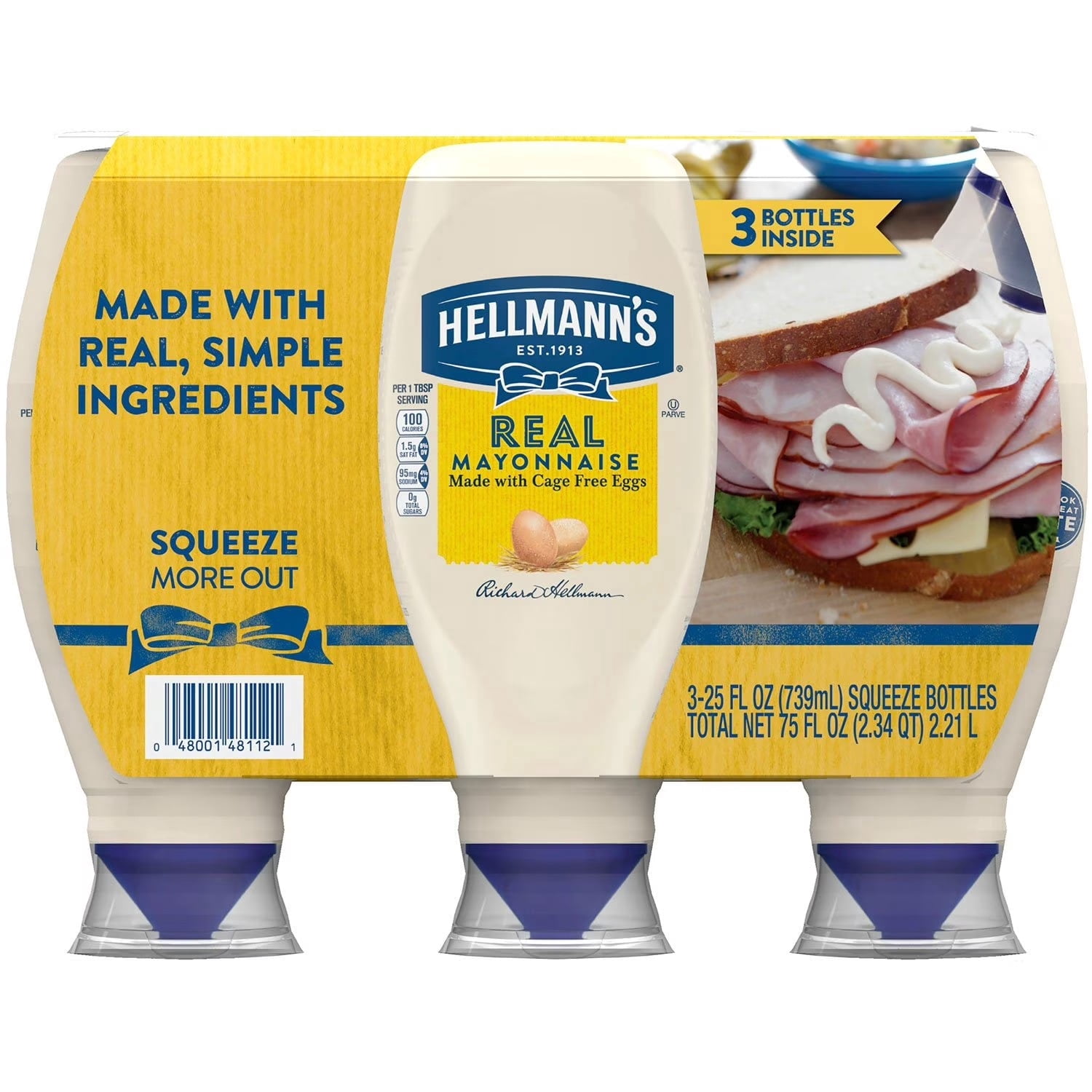 Hellmann's Real Mayonnaise, 25 fl. oz., 3 pk.