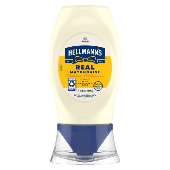 Hellmann's Real Mayonnaise Squeeze Bottle Real Mayonnaise Squeeze Bottle for a Creamy Sandwich Spread & Condiment, Classic Made with Real Simple Ingredients, 5.75 fl oz