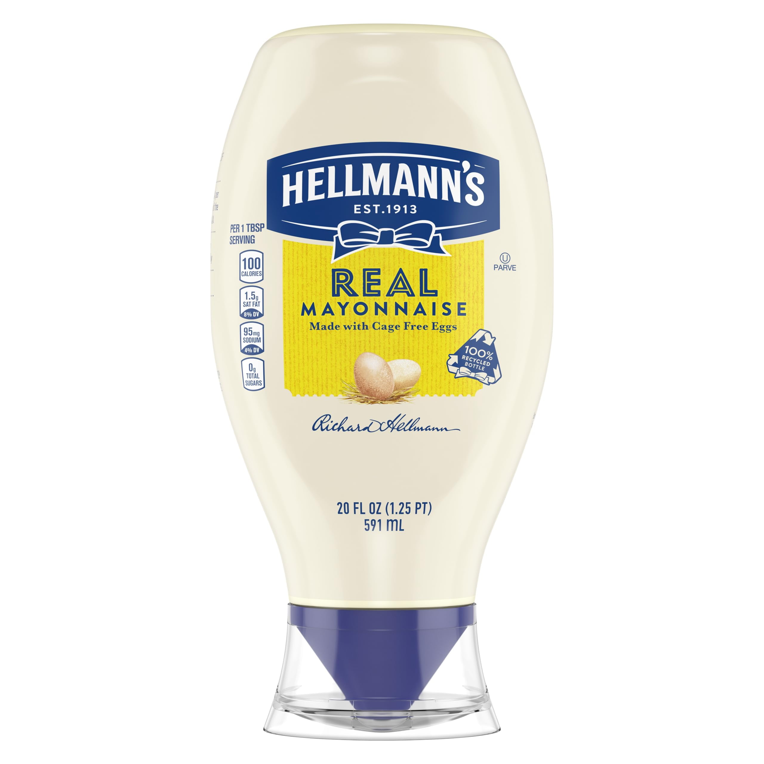 Hellmann,S Real Mayonnaise Real Mayo Squeeze Bottle For A Rich Creamy Condiment Gluten Free, Made With 100% Cage-Free Eggs 20 Oz
