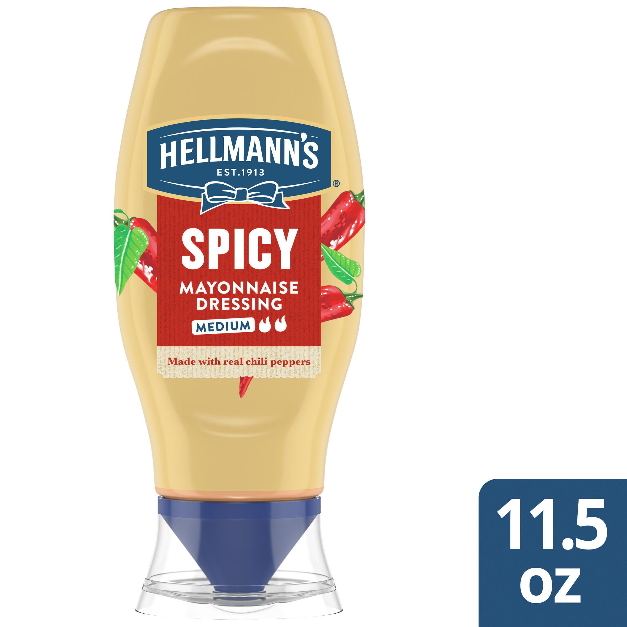 Hellmann's Spicy Mayonnaise Dressing, Condiment Squeeze Bottle with Real Chili Peppers 11.5 oz