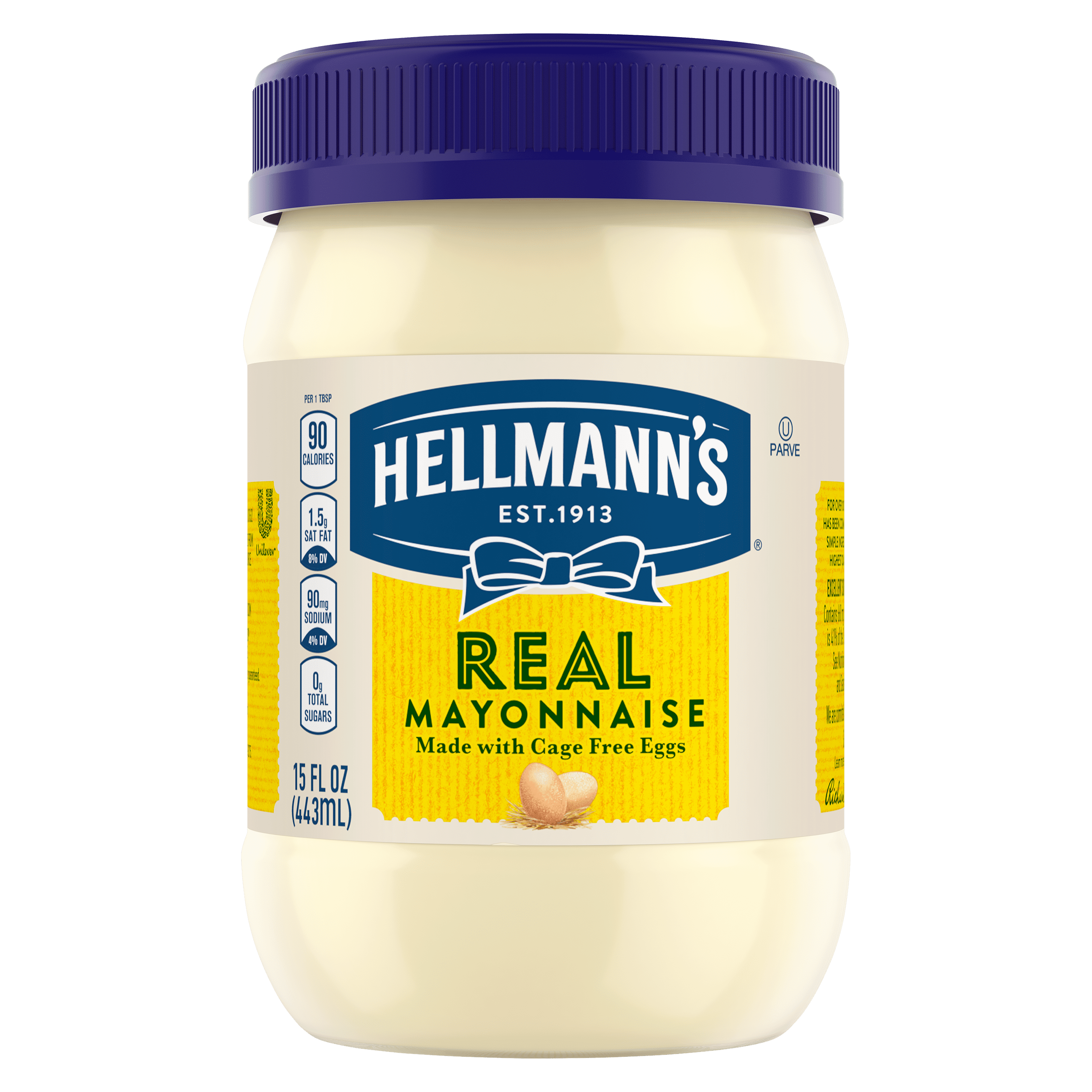 Hellmans Real Mayonnaise, Cage Free Egss, 15 oz Plastic Jar