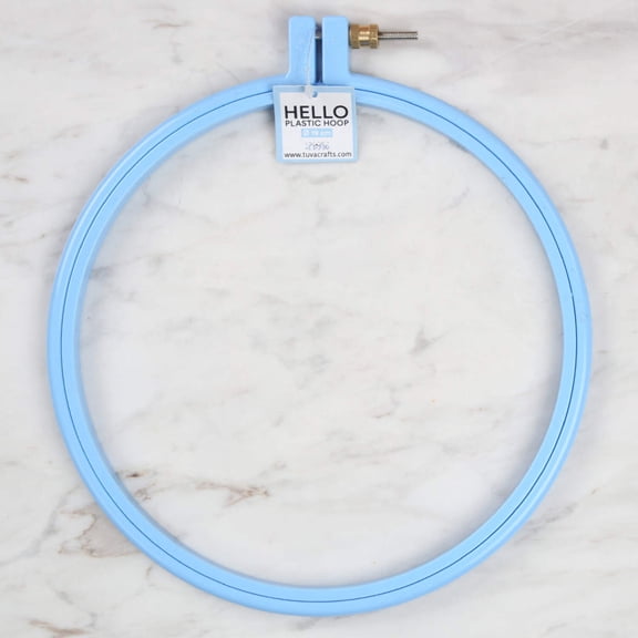 Hello 19 cm Plastic Screwed Embroidery Hoop, Blue