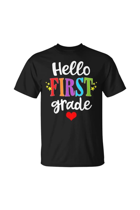 Hello 1St Grade Colorful First Grade Teacher Kids Gift Unisex TShirt