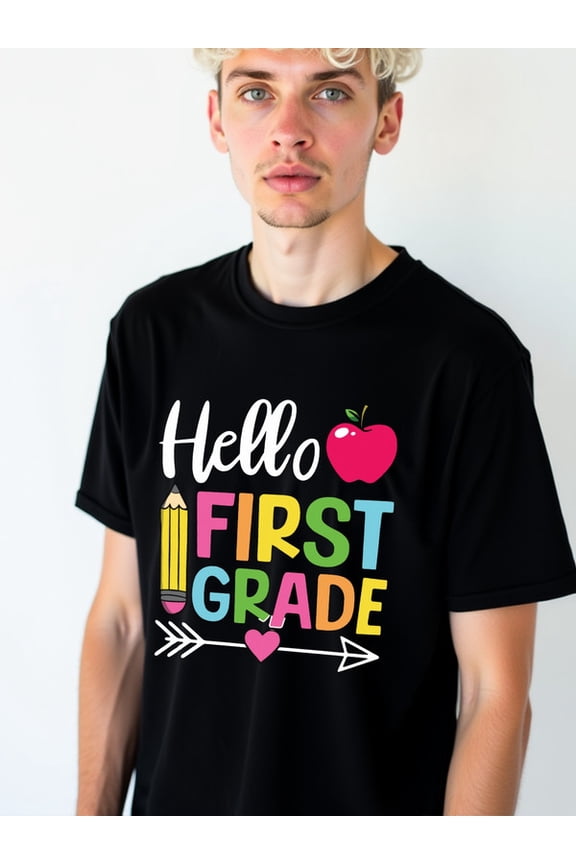 Hello 1st Grade Teacher Tee men's t shirts black short top t shirts For summer Fall Stylish summer outerwear Original Unisex Shirt Graphic Tee tshirts