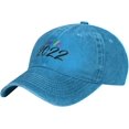thumbnail image 1 of Hello 2022 Slogan Cowboy Hats Unisex Adjustable Baseball Caps Blue, 1 of 8