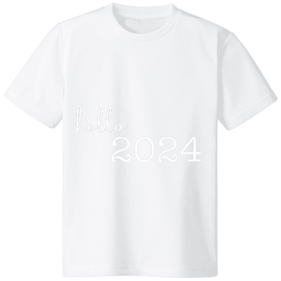 Hello 2024 Print T-shirt, Casual Crew Neck Short Sleeve Top For Summer & Spring