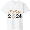 thumbnail image 1 of Hello 2024 Print T-shirt, Casual Short Sleeve Crew Neck Daily Top, 1 of 3