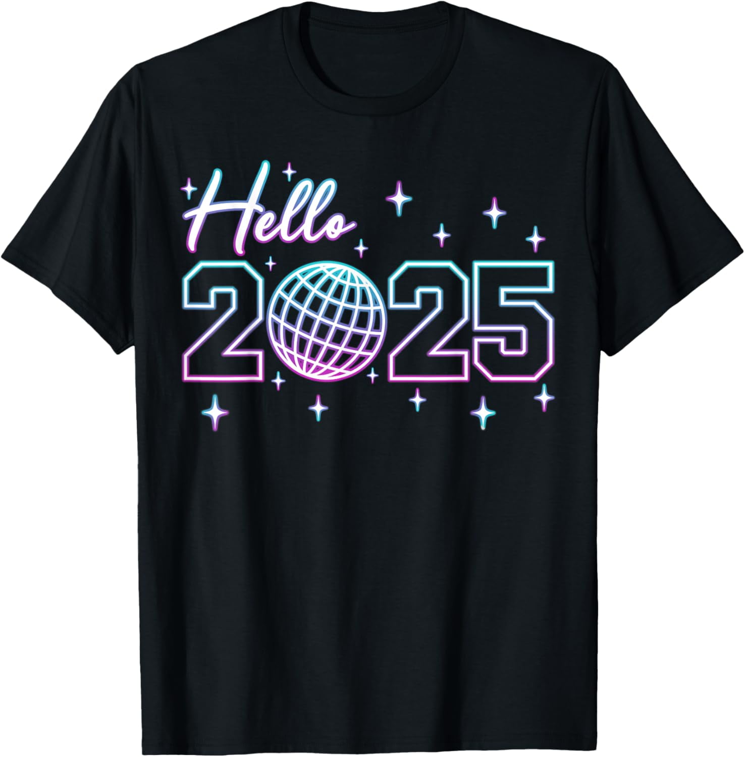 Hello 2025 Disco Ball Happy New Year 2025 Matching Family TShirt