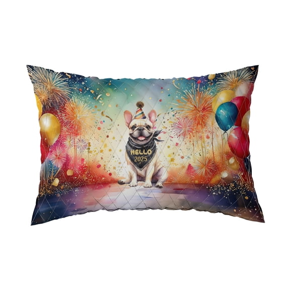 Hello 2025 French Bulldog Celebrates Happy New Year Firework Balloon Quilt Pillowcase Dog Lover Gifts Throw Pillow Cover Bed Home Decor - 02024