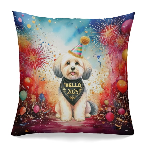 Hello 2025 Havanese Celebrates Happy New Year Firework Balloon Pillowcase Double Sided Havanese Dog Lover Gifts Idea Pillow Case Covers - 02024