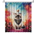 thumbnail image 1 of Hello 2025 Siamese Celebrates Happy New Year Firework Balloon Shower Curtain Cat Lover Kitten Owner Gifts Waterproof Bathroom Bathtub Curtain - 02024, 1 of 5