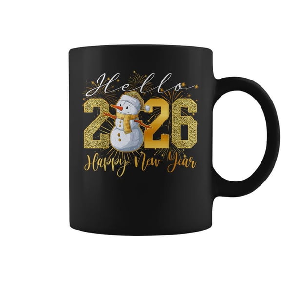 Hello 2026 Happy New Year 2026 Snowman Leopard Girls Coffee Mugs