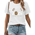 thumbnail image 1 of Hello 2026 Happy New Year Print T-Shirt Graphic Tees Shirts White Festive Sequin Design Holiday Gathering Soft Breathable Relaxed Fit Fashion Tops S-5XL, 1 of 5
