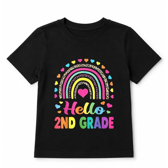 Hello 2nd Grade Leopard Rainbow Back to School T-Shirt