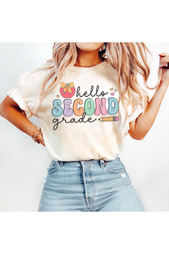 Hello 2nd Grade Teacher Shirt, Second Grade Teacher Shirt, Team Teacher Tee, Back to School, Cute Teacher Gift, 1st Day of School, 2nd Grade