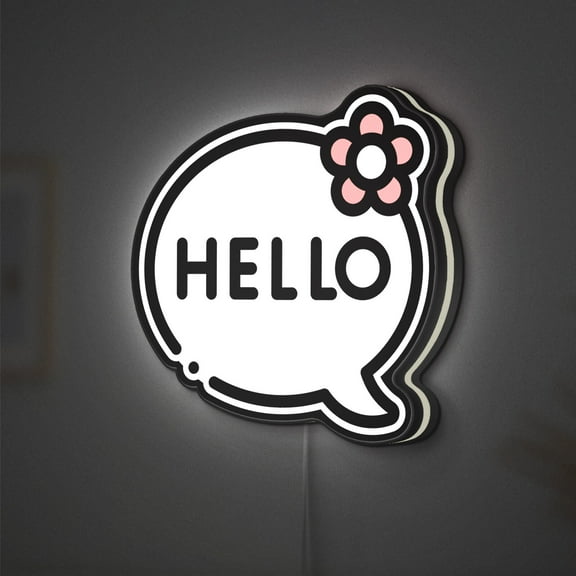 Hello 3D Novelty Light Box, Custom Text Option, Speech Bubble Wall Art, Friendly Greeting Decor for Home or Office (Width 24 inch, 60cm)