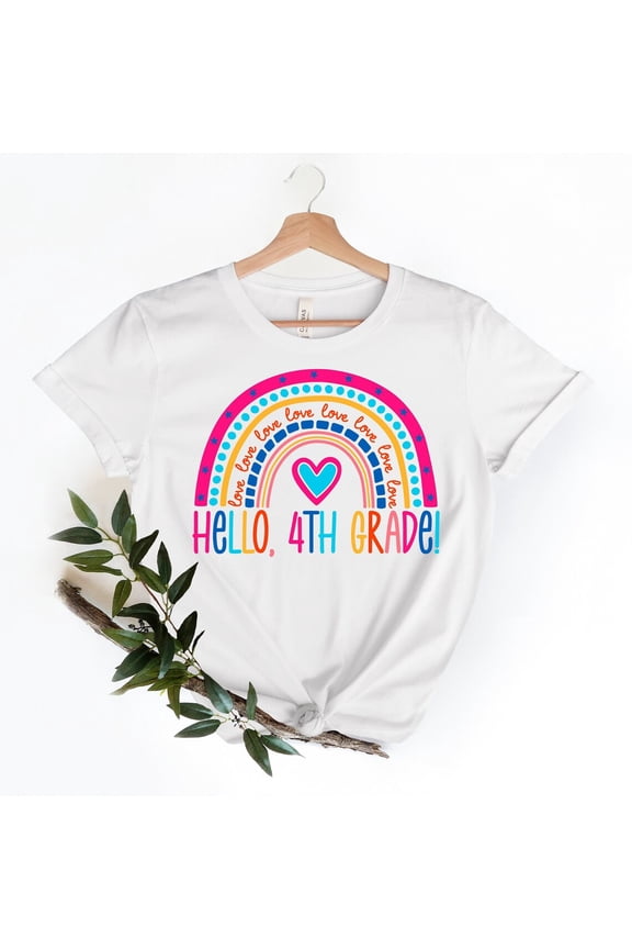 Hello 4Th Grade Shirts, Teach Love Inspire Shirt, Back To School Shirt, Fourth Grade Teacher Tee, Teacher Appreciation Tee, 1St Day Of School