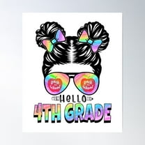 Hello 4Th Grade Space Buns Back To School Poster Wall Art, Modern Wall Decor, 8x12 UNFRAMED