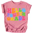 thumbnail image 1 of Hello 4th Grade Back to School Gift 1st Day of School Wavy Shirts Mauve Shirt Youth Small, 1 of 1