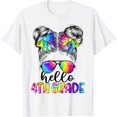 thumbnail image 1 of Hello 4th Grade Messy Bun Girl Back To School Tie Dye Girls T-Shirt, 1 of 4