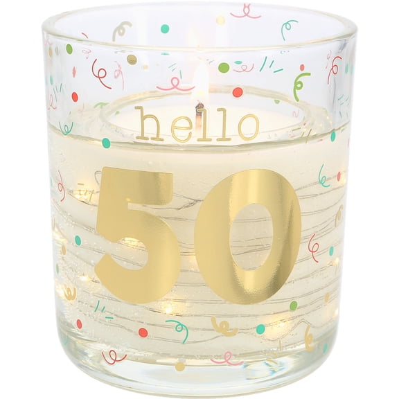 Pavilion Gift Company - Hello 50 - 3.5 oz Candle with LED Accents