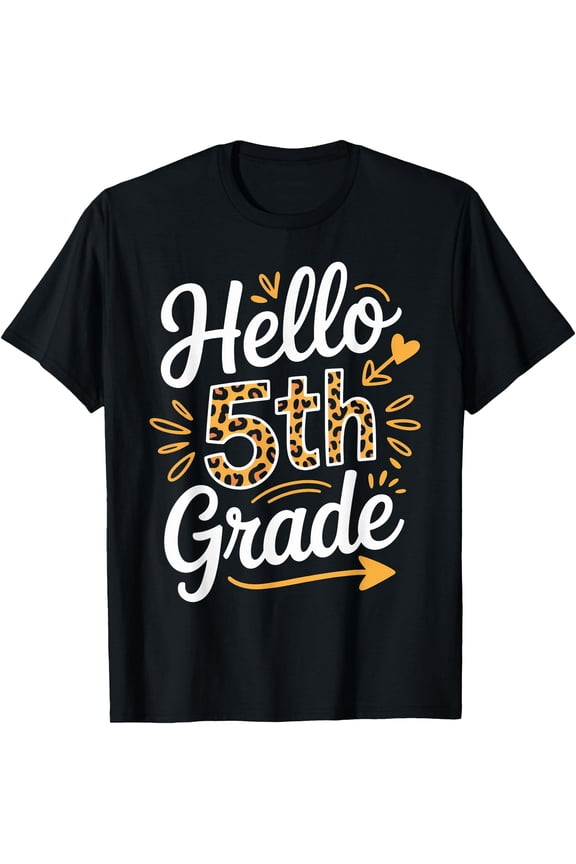 Hello 5th Fifth Grade Leopard T-Shirt
