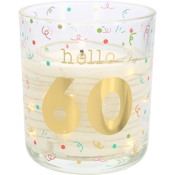 Pavilion Gift Company - Hello 60 - 3.5 oz Candle with LED Accents