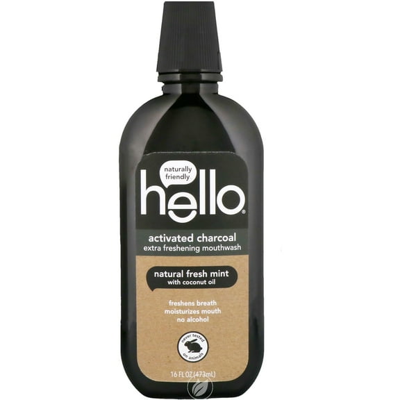 Hello, Activated Charcoal, Extra Freshening Mouthwash, Natural Fresh Mint, 16 fl oz (473 ml)