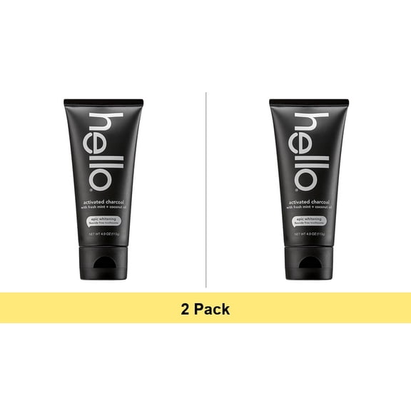 Hello Activated Charcoal Whitening Fluoride Free Toothpaste, 4.2 oz - 2 Pack