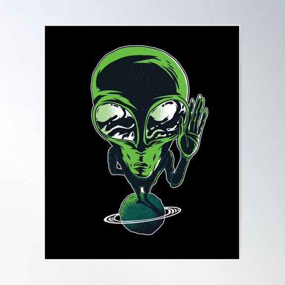 Hello Alien Poster Wall Art, Modern Wall Decor For Living Room Bedroom, 8x12 UNFRAMED