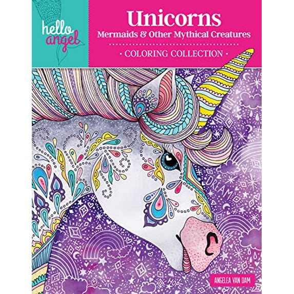 Pre-Owned Hello Angel Unicorns, Mermaids & Other Mythical Creatures Coloring Collection (Design Originals) 32 Beautiful Designs, including Fairies, Rainbows, a Pegasus, & Paperback