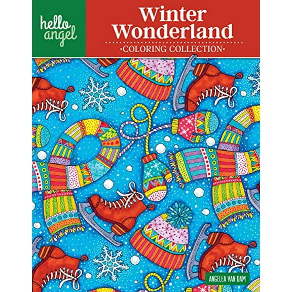Pre-Owned Hello Angel Winter Wonderland Coloring Collection (Design Originals) 32 One-Side-Only Designs - Snowflakes, Reindeer, Penguins, Ice Skates, Mittens, ... Inspiration (Hello Angel Coloring Co