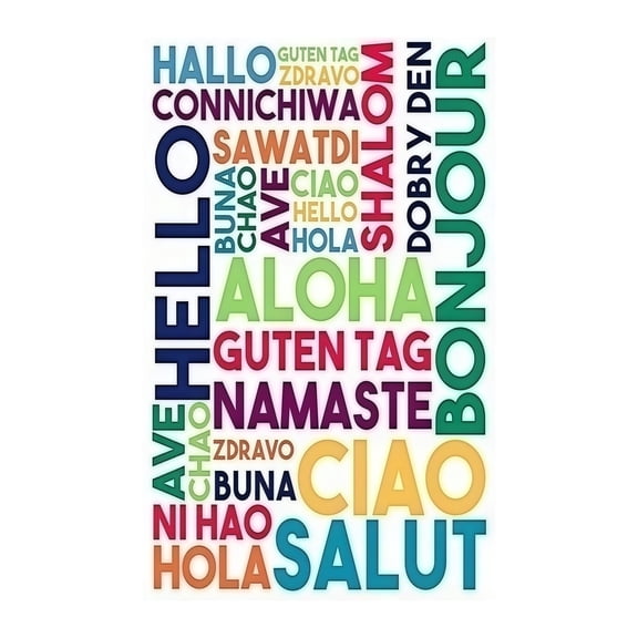 Hello Around the World Chart Greetings in Different Languages Poster Multilingual Reference Guide for Classroom Library or Office Wall Art Easy Learning Decor