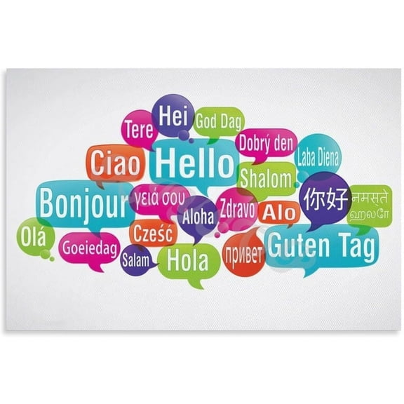 Hello Art Poster Hello in Different Languages Multilingual Poster Decor for Living Room Aesthetic