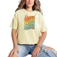 thumbnail image 1 of Hello Auntie with Flower & Heart and Pastel Colors, Groovy Retro Wavy Text , Butter Comfort Colors T-Shirt, XL, 1 of 1