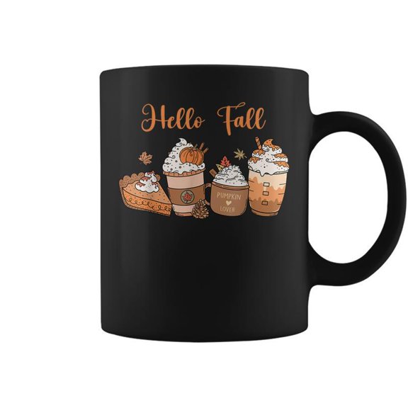 Hello Autumn Fall Pumpkin Pie Latte Coffee Mugs