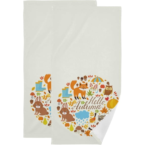 Hello Autumn Hand Towels for Bathroom, Fall Forest Kitchen Towel 2 PCS Ultra Soft and Highly Absorbent Decorative Fingertip Face Bath Towels for Spa & Hotel, 28.3"x 14.4"