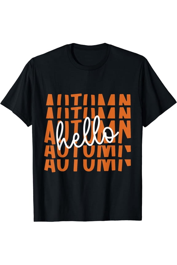 Hello Autumn Happy Fall T-Shirt Black X-Large