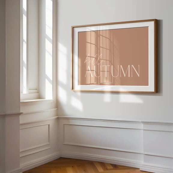 Hello Autumn Printable Art Minimalist Fall Saying Sign, Unframed Paper Poster 8x10in