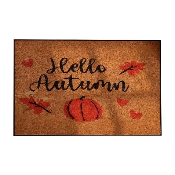 Hello Autumn Pumpkin Mat for Indoor Doormat Front Door Welcome Mat Non Slip Backing Washable Soft Kitchen Rugs for Seasonal Harvest Thanksgiving Home Entrance Decoration, 16x24in
