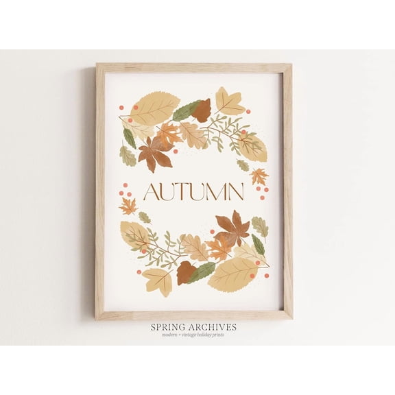 Hello Autumn Wall Art, Fall Leaves, Classic Farmhouse Home Decorations, Graphic Typography Poster, Unframed Poster Size 8x12 F03.1.14l2318