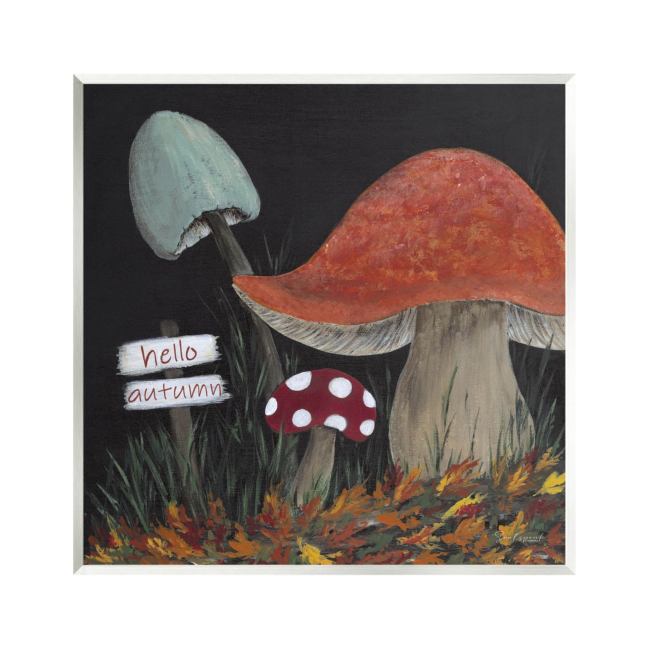 Hello Autumn Woodland Mushroom Forest Botanical & Floral Graphic Art Unframed Art Print Wall Art